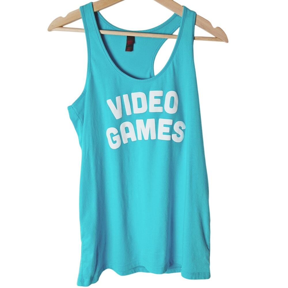 Light Blue "Video Games" Tank Top Gamer Medium Shirt SZ L